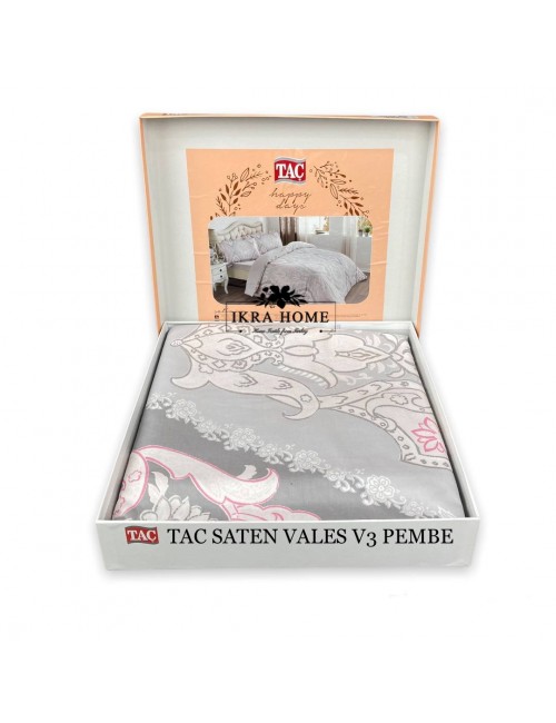 TAC SATEN VALES V3 PEMBE / Tac 2- сп Евро Постельное бельё из сатина